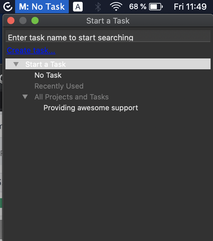 TimeCamp-applikasjon for Mac-operativsystemer