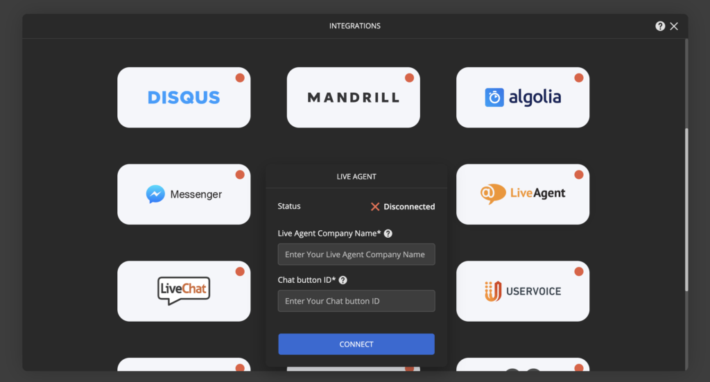 Ucraft LiveAgent-integrasjon