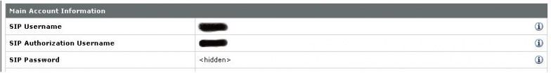 VoIP.ms brukernavn og passord i SIP-innstillinger