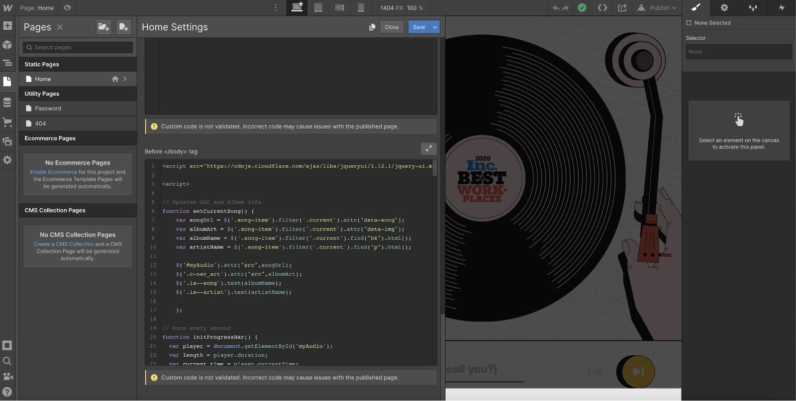 Webflow-alternativet for egendefinert kode i LiveAgent-integrasjonsprosessen