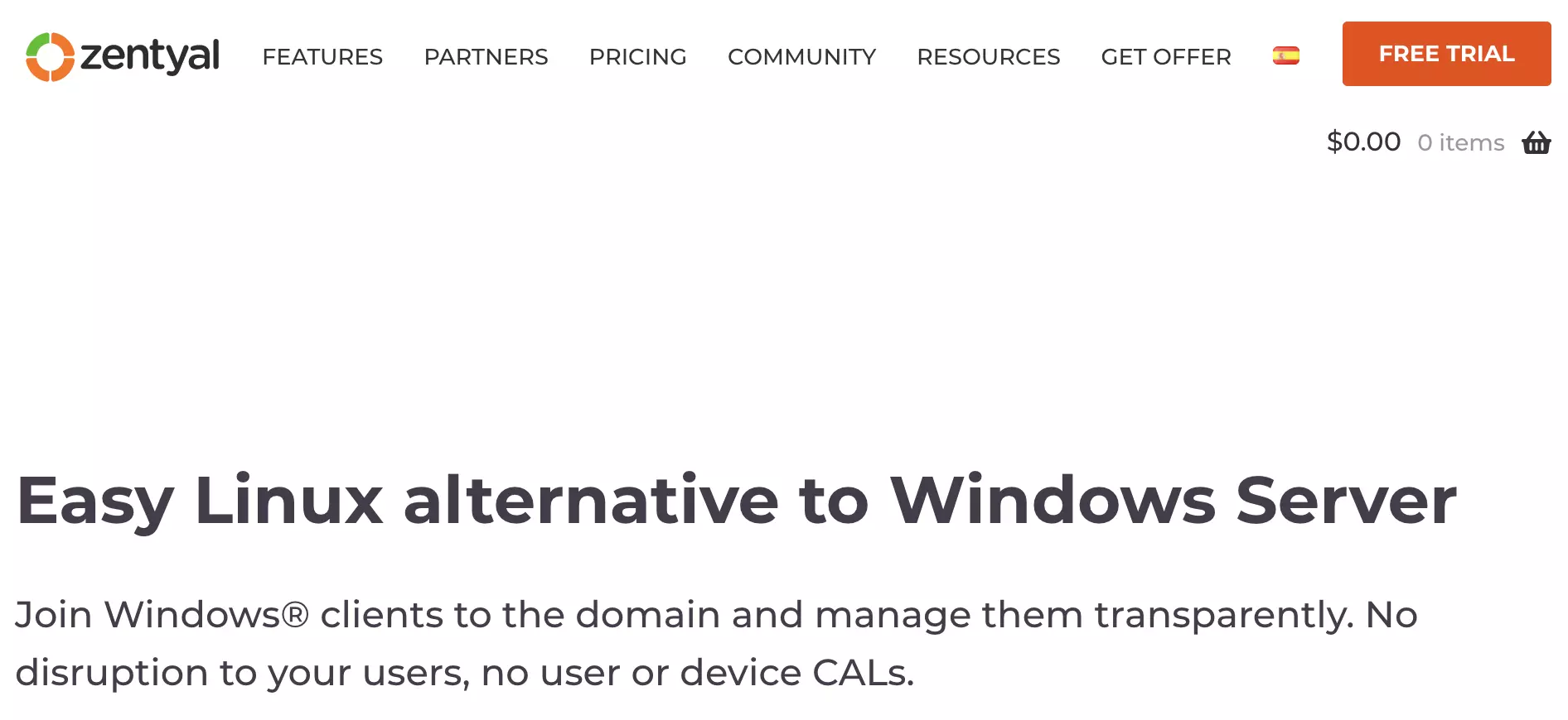 Zentyal-hjemmeside med undersider og informasjon