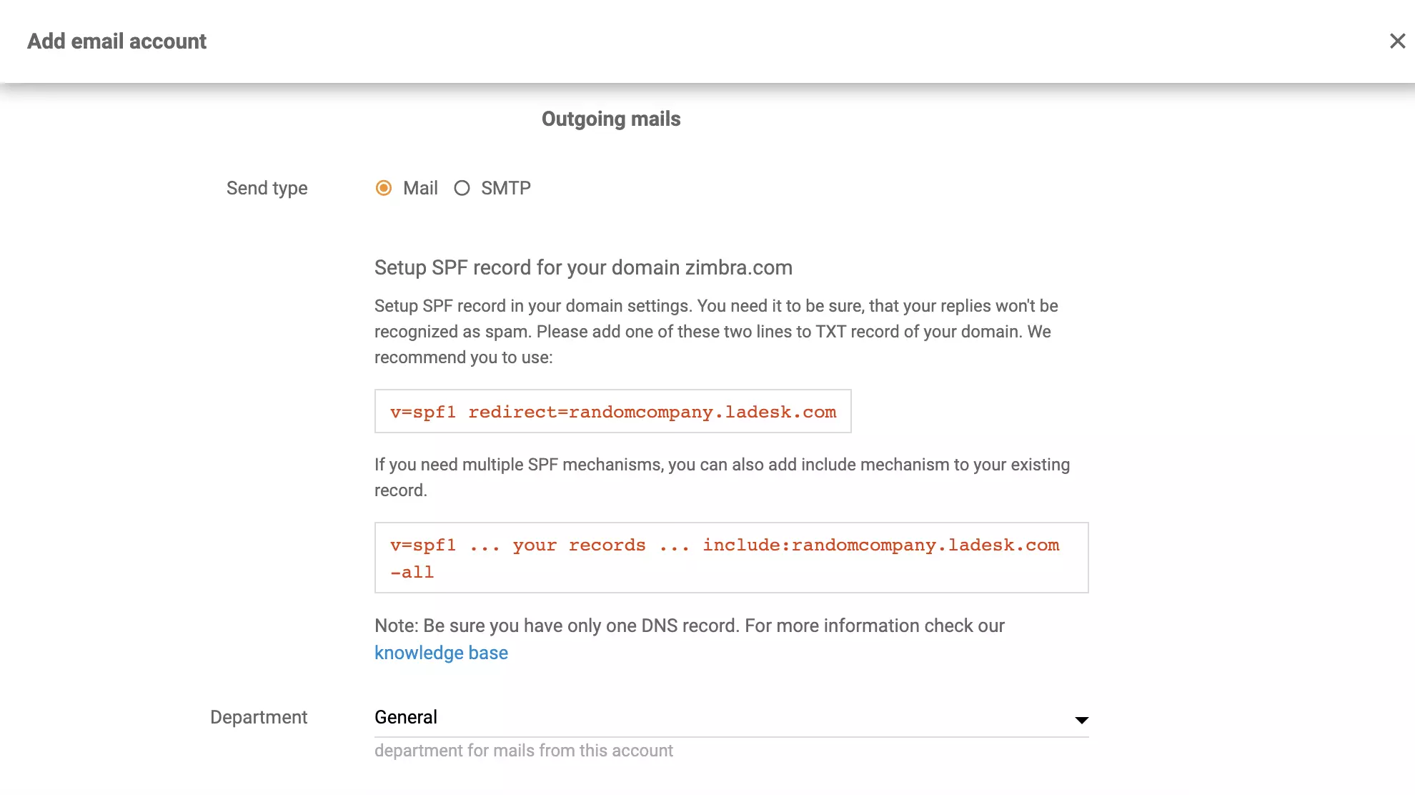 Zimbra-videresendingsoppsett