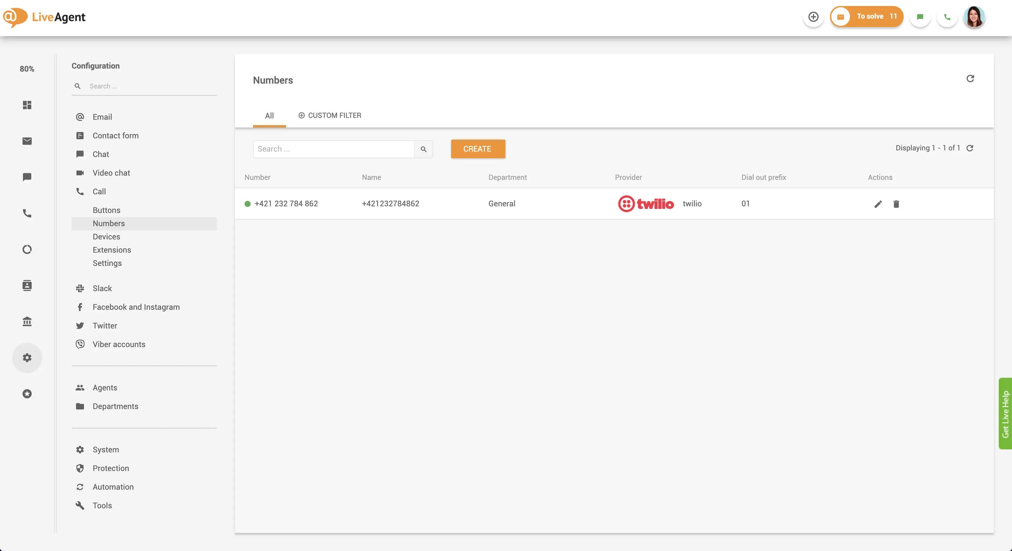 Grensesnitt for tilkobling av telefonnummer