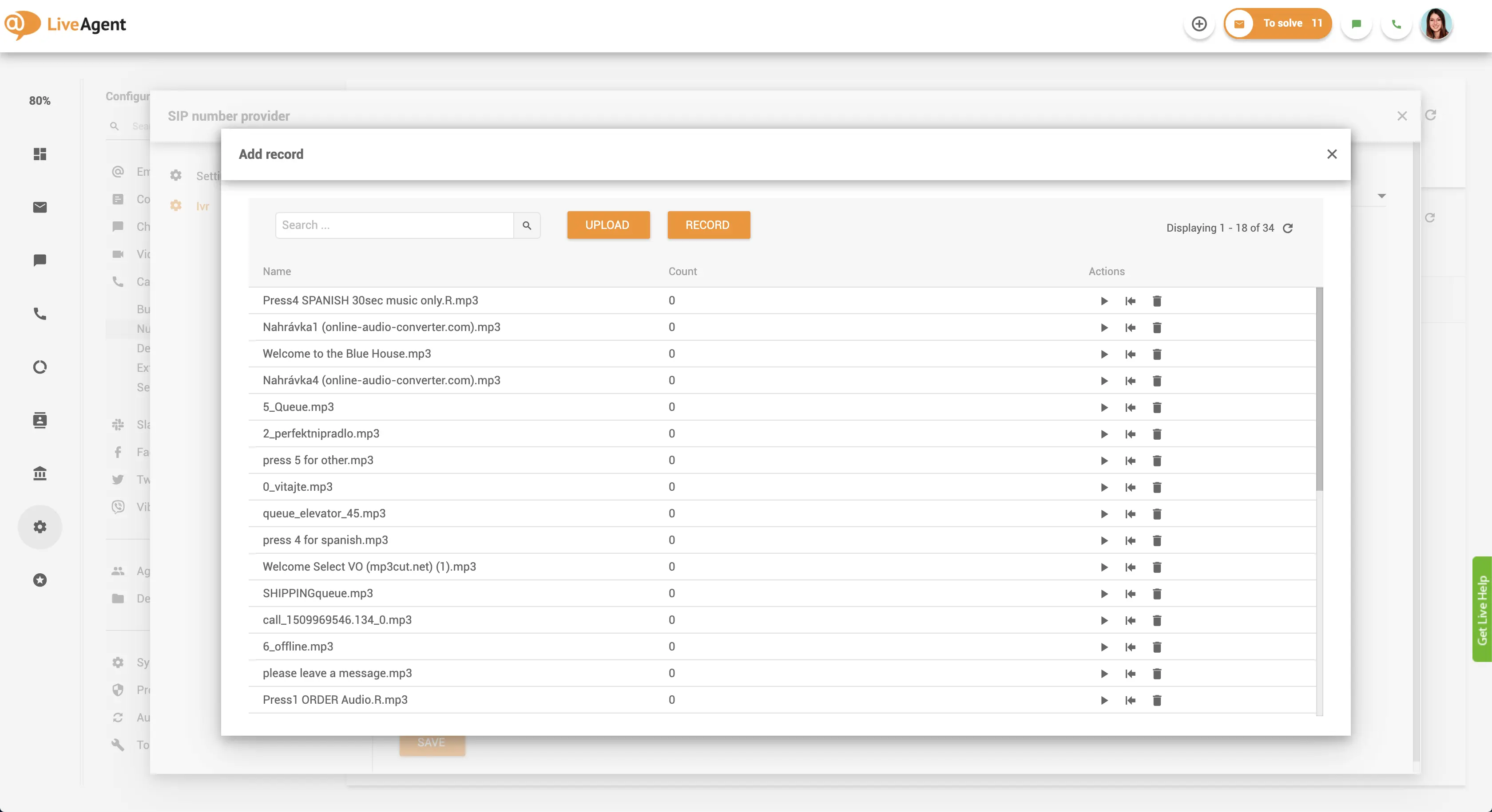 IVR-meldinger opplastingsgrensesnitt