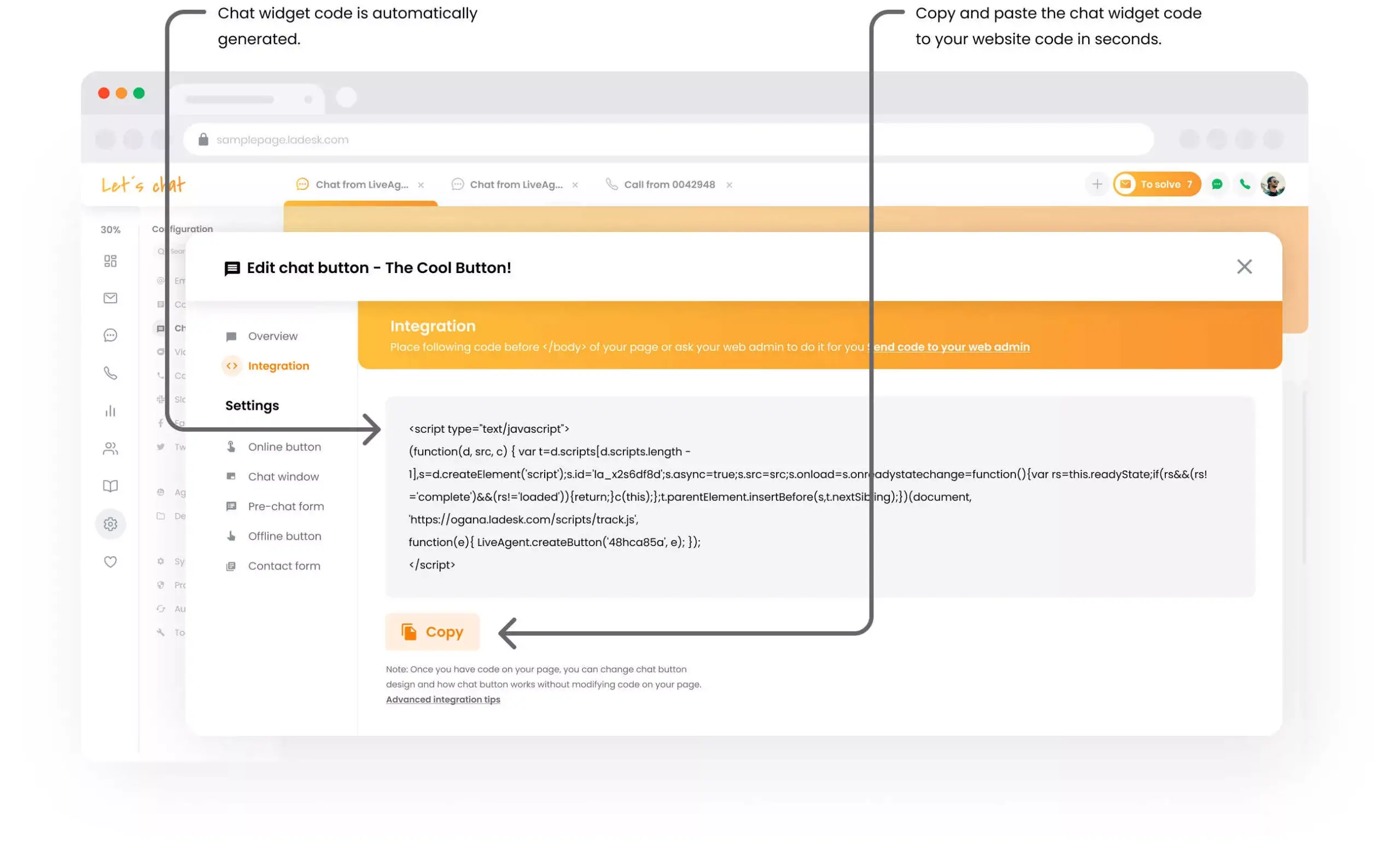 Integrer på nettstedet