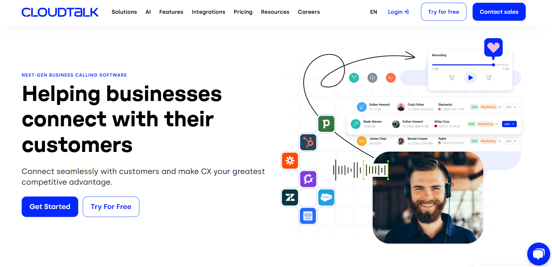 CloudTalk-hjemmeside - telefonisoftware