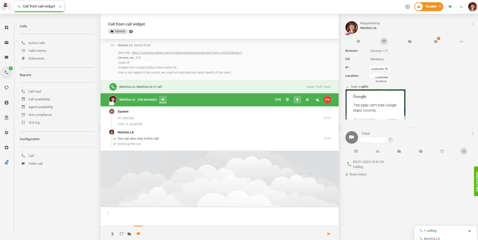 LiveAgent - anrop fra anropwidget