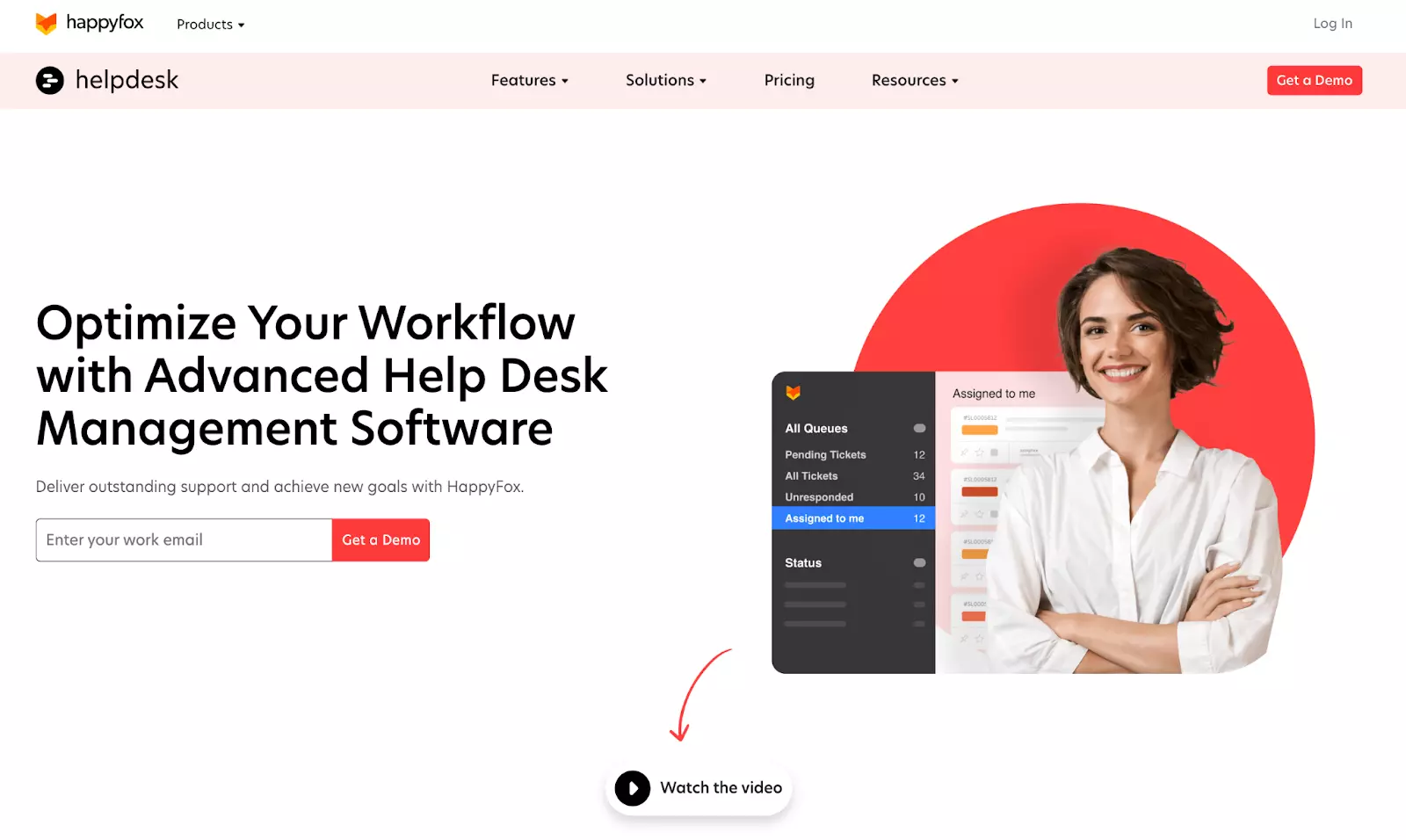Happyfox hjelpeskrivebordsbillettbehandlingssystem hjemmeside