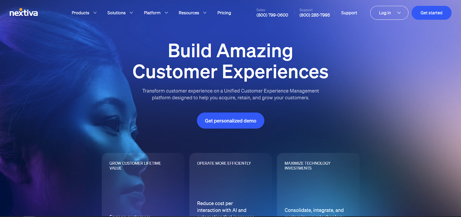 Nextiva call center-programvare hjemmeside