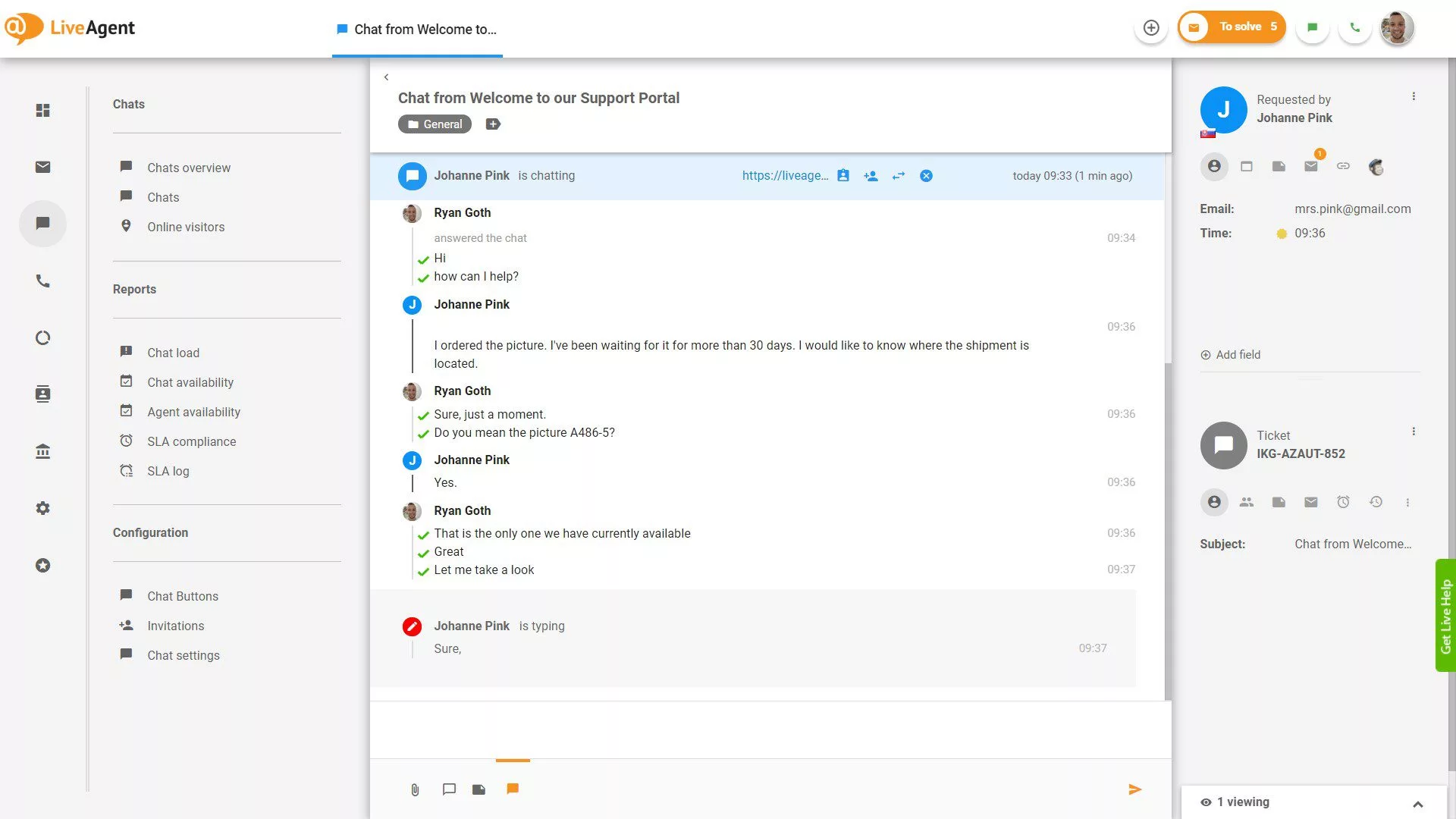 Pågående sanntidsskriving visningschat