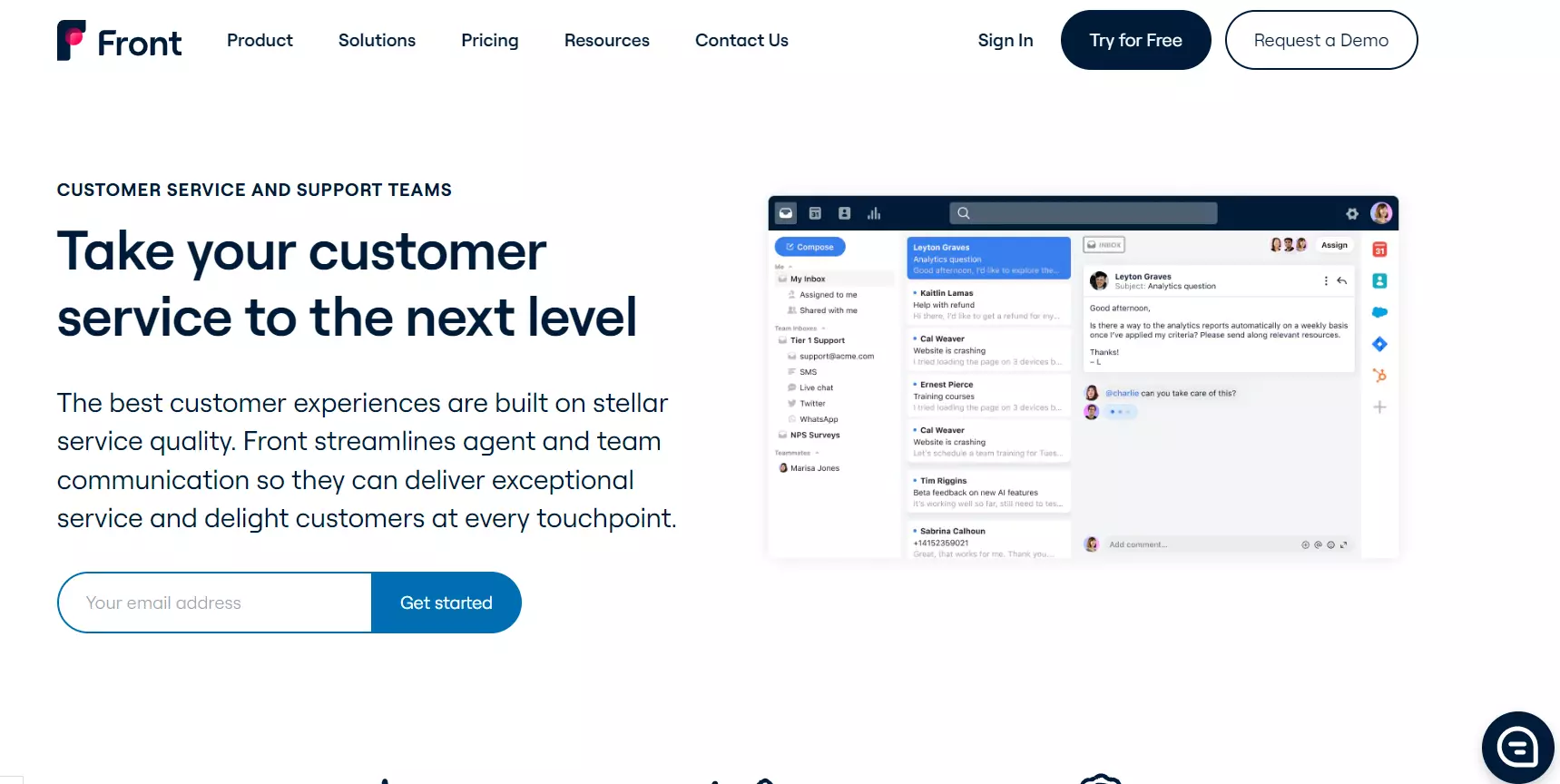 Front kundeservice hjemmeside