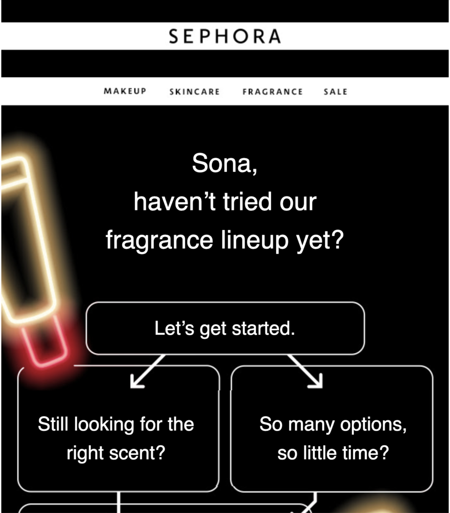 En gjenvinn-kundemail fra Sephora