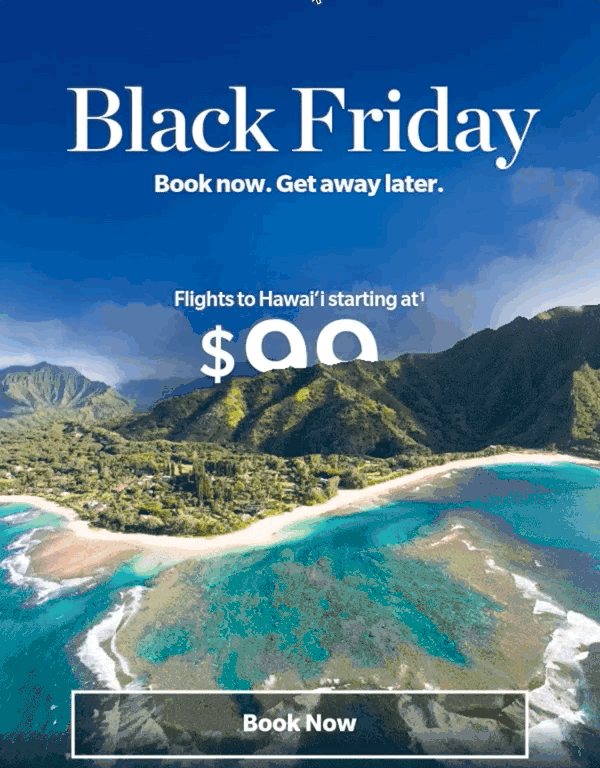 Hawaiian Airlines Black Friday e-postmal